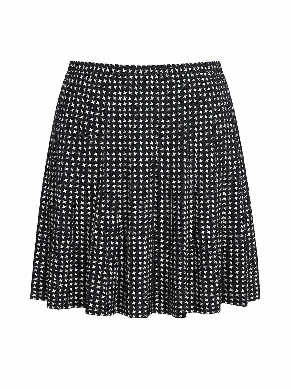 Madewell Tiny Houndstooth / Star Print Pleated Miniskirt in Black & Taupe Size 6